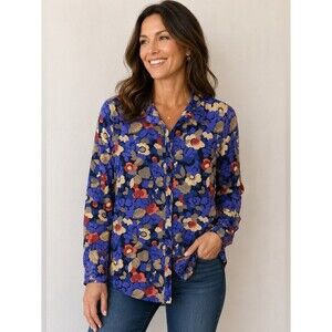 TYLER BOE Women’s Blue Floral Long Sleeve Button Down